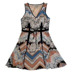 Guess Blue and Cream Chevron Mini Dress